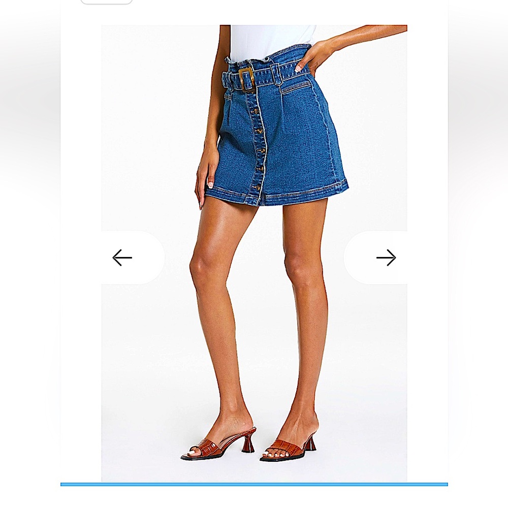 DEAR JOHN PAPER BAG WAIST Denim Button-Front Skirt. Size L